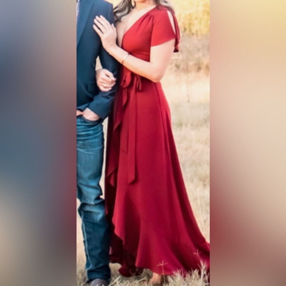 Altar’d State Like New Red Maroon Wrap Maxi Dress Sz S